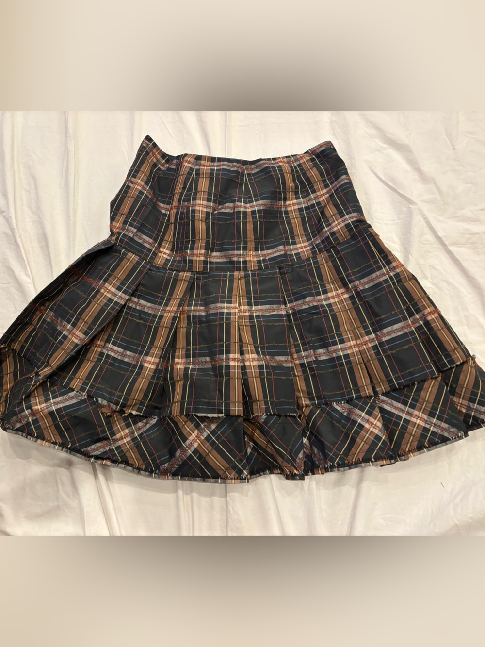 Vintage Worth Plaid Circle Skirt in Black and Brown